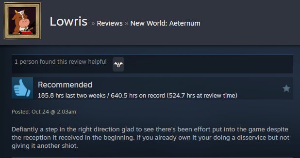 Image for article titled New World: Aeternum, as told by Steam Reviews